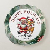 メリークリスマスグリーティングサンタ ラウンドクッション (正面)