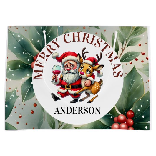 メリークリスマスグリーティングサンタ ラージペーパーバッグ (正面)