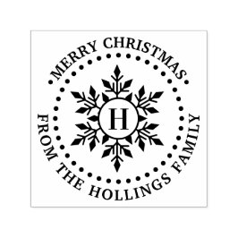 メリークリスマスグリーティングスノーフレークネームイニシャル セルフインキングスタンプ