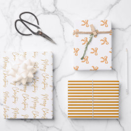 メリークリスマスグリーティングフォトコラージュ金ゴールド ラッピングペーパーシート