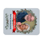 メリークリスマスグリーティングミスタントウと松のリース マグネット (横)