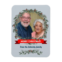 メリークリスマスグリーティングミスタントウと松のリース マグネット