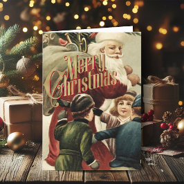 メリークリスマスグリーティングレトロサンタクリスマスカード シーズンカード