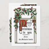 メリークリスマスグリーティングヴィンテージホリ縁どー シーズンカード (正面/裏面)