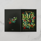 メリークリスマスグリーティング金ゴールド 箔シーズンカード (外側レイダウン)