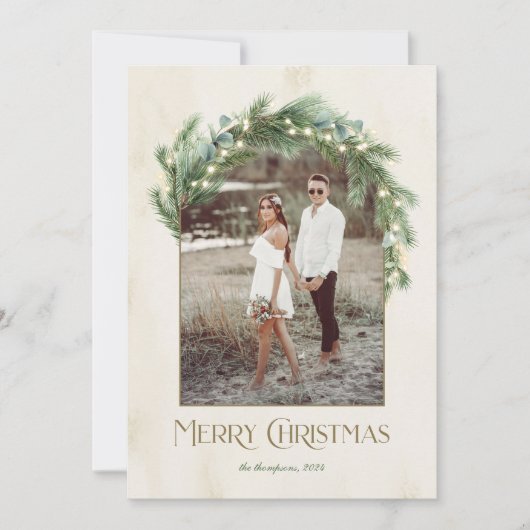 メリークリスマスグリーナリーアーチフレーム写真 シーズンカード (正面)