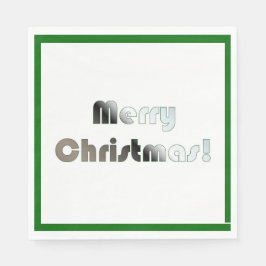 メリークリスマスグリーンとホワイトナプキン スタンダードランチョンナプキン