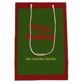 メリークリスマスグリーンとレッドミニマル ミディアムペーパーバッグ (裏面)