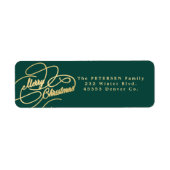 メリークリスマスグリーンと金ゴールド差出人住所 ラベル (正面)