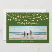 メリークリスマスグリーンと金ゴールド独身の写真 シーズンカード (正面)