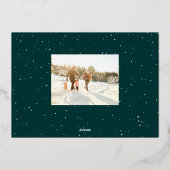 メリークリスマスグリーンのおもしろいタイプの写真 箔シーズンカード (裏面)