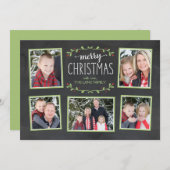 メリークリスマスグリーンのフォトカード シーズンカード (正面/裏面)