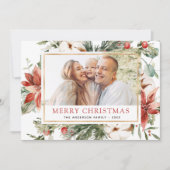 メリークリスマスグリーンのフォトホリデー シーズンカード (正面)