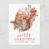 メリークリスマスグリーンのフォトホリデー シーズンポストカード (正面)