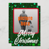 メリークリスマスグリーンの冬の雪 シーズンカード (正面/裏面)