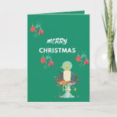 メリークリスマスグリーンの折り畳みカード サンキューカード (正面)