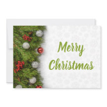 メリークリスマスグリーンの枝とオーナメント