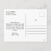 メリークリスマスグリーンの格子模様エレガント写真シンプル シーズンポストカード (裏面)