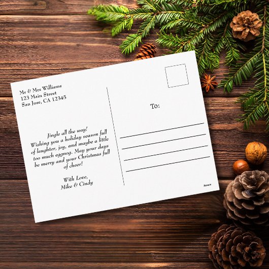 メリークリスマスグリーンの格子模様エレガント写真シンプル シーズンポストカード