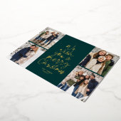 メリークリスマスグリーンの4枚の写真をお願い 箔シーズンカード (回転した状態)