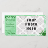 メリークリスマスグリーンをテーマにしたスノーフレーク シーズンカード (正面/裏面)