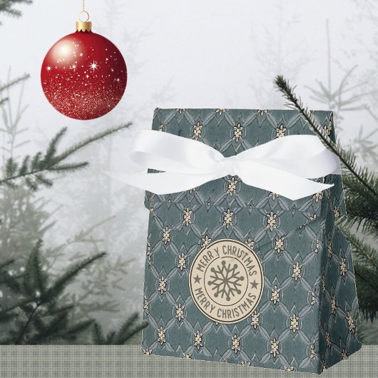 メリークリスマスグリーンアイボリーフラワーリーフラティス フェイバーボックス