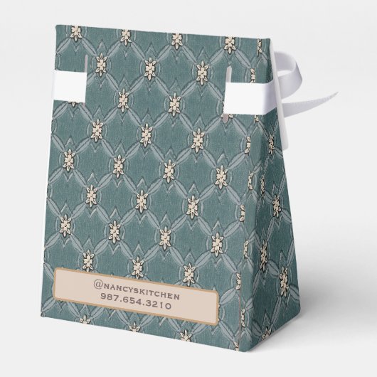 メリークリスマスグリーンアイボリーフラワーリーフラティス フェイバーボックス (裏面サイド)