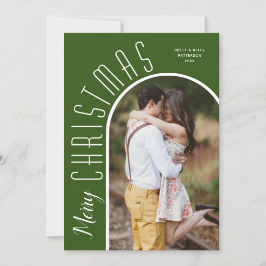 メリークリスマスグリーンアーチ写真 シーズンカード (正面)