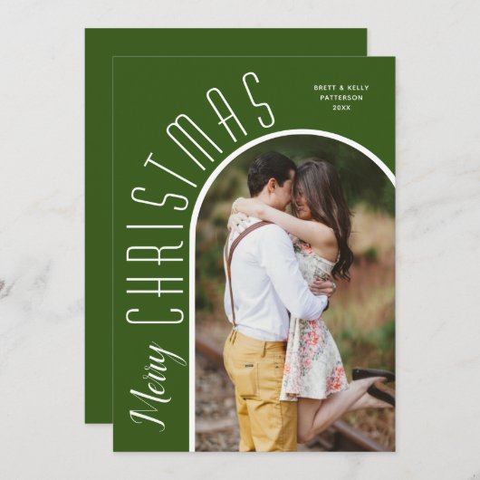 メリークリスマスグリーンアーチ写真 シーズンカード (正面/裏面)