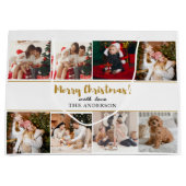 メリークリスマスグリーンエレガントのモダン写真 ラージペーパーバッグ (正面)