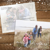 メリークリスマスグリーンエレガントスノーフレーク2枚の写真 シーズンポストカード