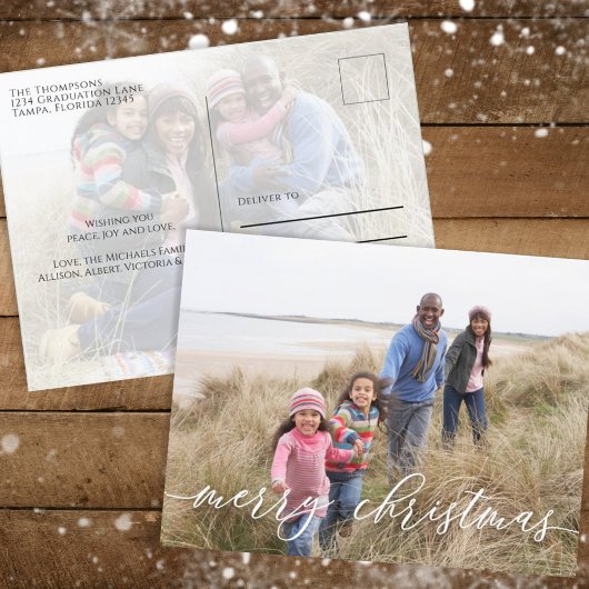 メリークリスマスグリーンエレガントスノーフレーク2枚の写真 シーズンポストカード