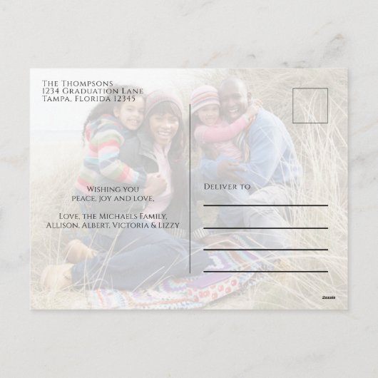 メリークリスマスグリーンエレガントスノーフレーク2枚の写真 シーズンポストカード (裏面)