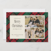 メリークリスマスグリーンエレガントレッドプレイド3枚の写真 シーズンカード (正面)