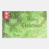 メリークリスマスグリーンギフトラベルシール 長方形シール (正面)