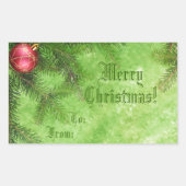 メリークリスマスグリーンギフトラベルシール 長方形シール (正面)