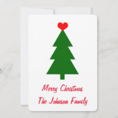 メリークリスマスグリーンクリスマスツリー赤いハート シーズンカード (裏面)