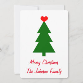 メリークリスマスグリーンクリスマスツリー赤いハート シーズンカード