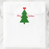 メリークリスマスグリーンクリスマスツリー赤いハート ラウンドシール (バッグ)