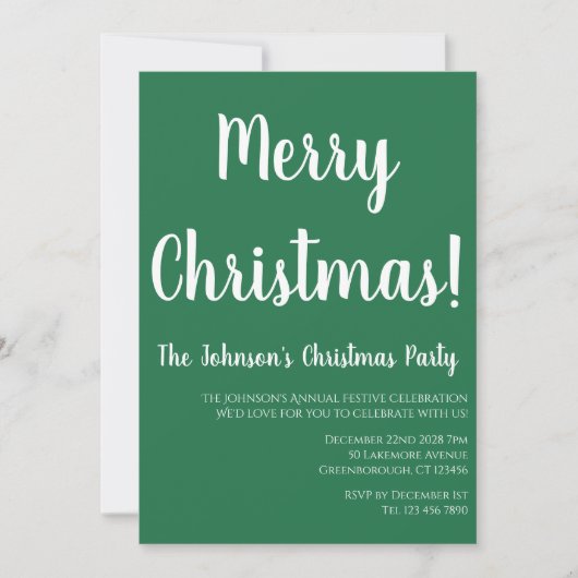 メリークリスマスグリーンクリスマスパーティー 招待状 (正面)