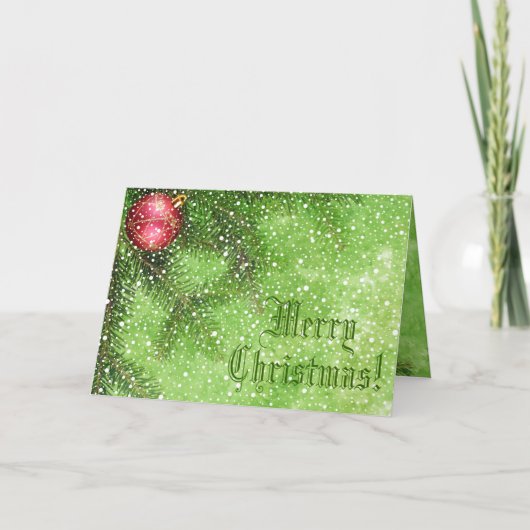 メリークリスマスグリーングリーティングカード シーズンカード (正面)
