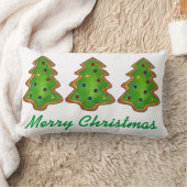 メリークリスマスグリーンシュガークッキーツリーホリデー ランバークッション (ブランケット)
