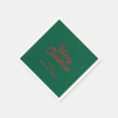 メリークリスマスグリーンスクリプトホリデー スタンダードカクテルナプキン (角)