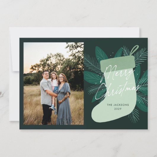 メリークリスマスグリーンストッキング シーズンカード (正面)