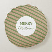 メリークリスマスグリーンストライプシズクラフト素朴 ラウンドクッション (裏面)