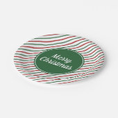 メリークリスマスグリーンストライプズ ペーパープレート (アングル)