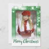 メリークリスマスグリーンスパークルホリデーフォトカード シーズンカード (正面)