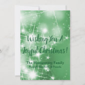 メリークリスマスグリーンスパークルホリデーフォトカード シーズンカード (裏面)