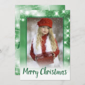 メリークリスマスグリーンスパークルホリデーフォトカード シーズンカード (正面/裏面)