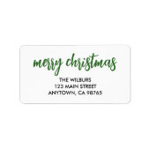 メリークリスマスグリーンタイポグラフィ差出人住所 ラベル (正面)